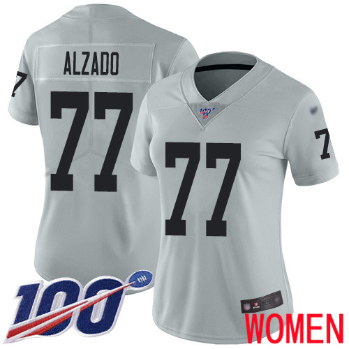 Oakland Raiders Limited Silver Women Lyle Alzado Jersey NFL Football 77 100th Season Inverted Legend Jersey